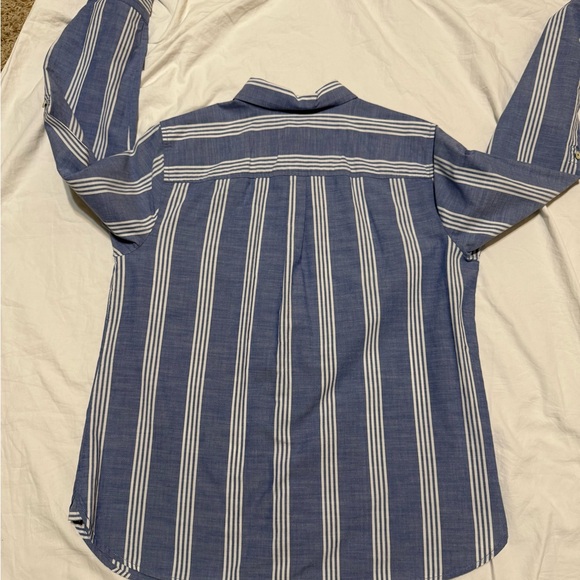 Talbots Blue with white stripe button down long sleeve shirt - Picture 4 of 6